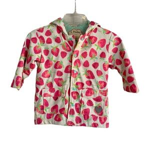 Hatley‎ Strawberry Print Hooded Girls Size 3 Raincoat Jacket